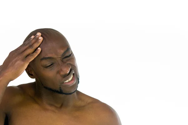 Африканский американец имеет головную боль — стоковое фото