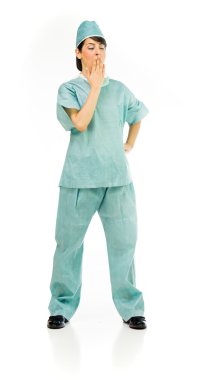 uykulu, yorgun, kadın doktor esneme