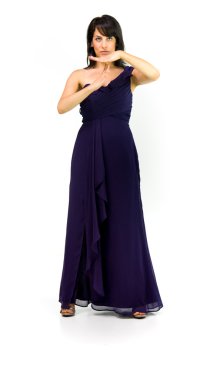 zaman aşımı gösterilen akşam elbiseli kadın