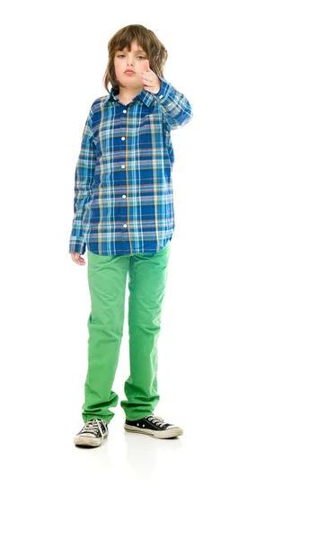 Casual teenage boy showing handshake — Stock Photo, Image