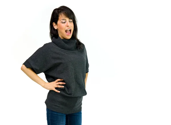 Arga casual kvinna skrikande — Stockfoto