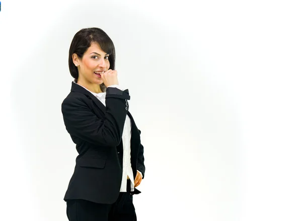 Mujer de negocios estresada mordiendo uñas — Foto de Stock