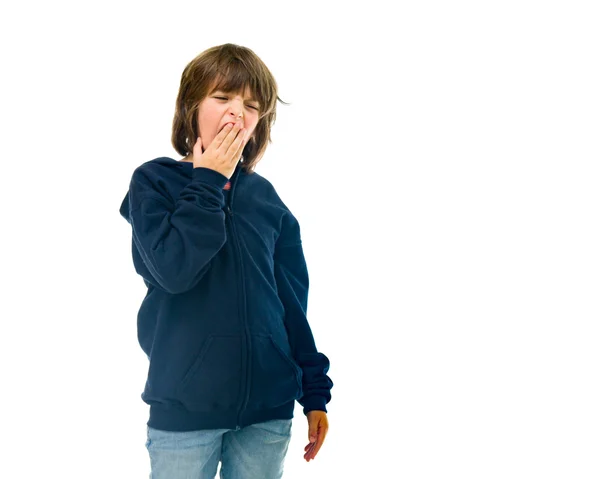 Sleepy tired, yawning teenage boy — Stock Photo, Image