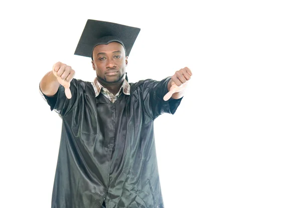 Afrika Amerika mahasiswa menunjukkan jempol ke bawah — Stok Foto
