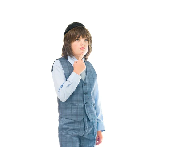 Tänkande fundersam judisk pojke — Stockfoto