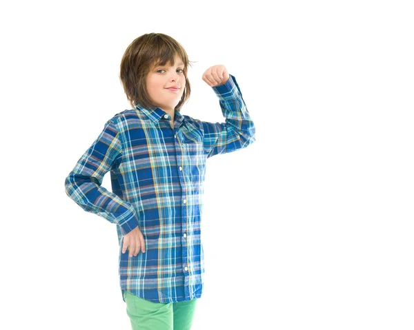 Teenage boy showing strength — Stock Photo, Image
