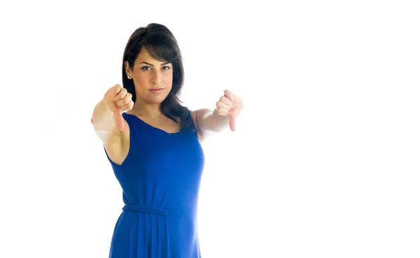 Elegant woman showing  thumbs down — Stock Photo, Image