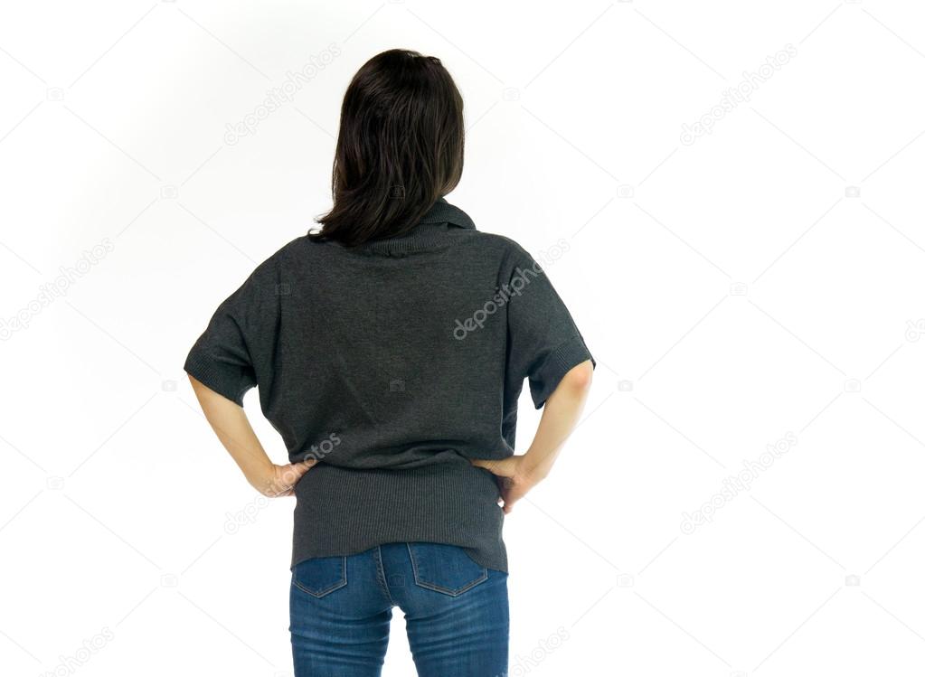 casual woman back view