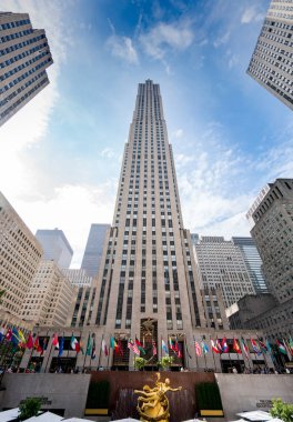 Low angle view of the Rockerfeller Center clipart