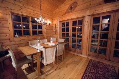 Günlük kabin ahşap mobilya, İzlanda, Europe ile rahat yemek odası