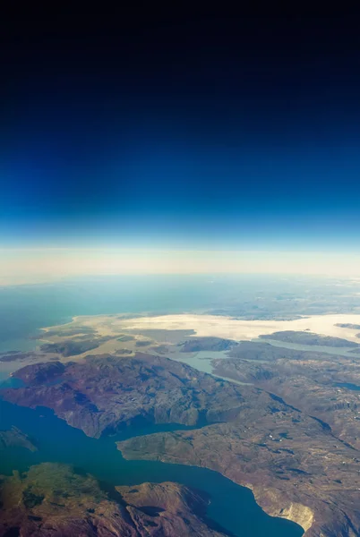 Aerial view, high angle view, horizon and blue skyline