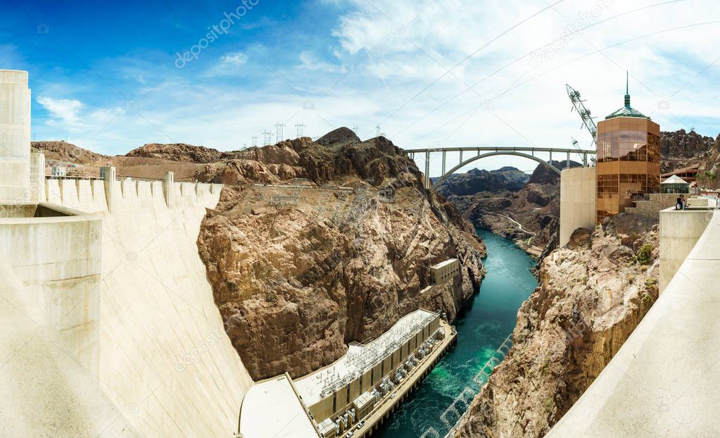 High angle view of bridge on the Hoover dam