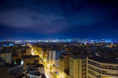 Işıklı cityscape gece, Atina, Yunanistan