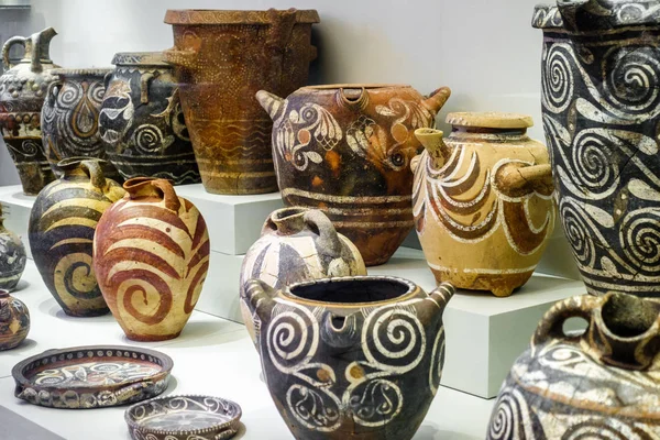 View Group Earthenware Pots Display Greece — Stock Photo, Image