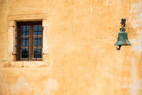 Igreja Sino Parede Spinalonga Creta Grécia — Fotografia de Stock