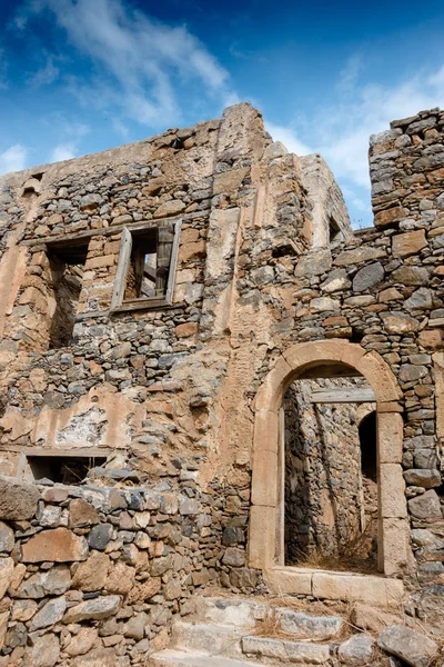 Ruines Antiques Une Colonie Lépreux Fortifiés Dans Île Spinalonga Crète — Photo