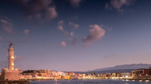 Vista Uma Paisagem Urbana Uma Distância Chania Creta Grécia — Fotografia de Stock