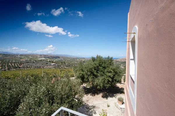 Bouw Agrarisch Gebied Tegen Bewolkte Hemel Heraklion Griekenland — Stockfoto