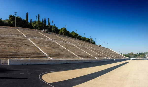 Blanqueadores Pista Carreras Panathinaiko Stadium Bajo Luz Del Sol Atenas — Foto de Stock