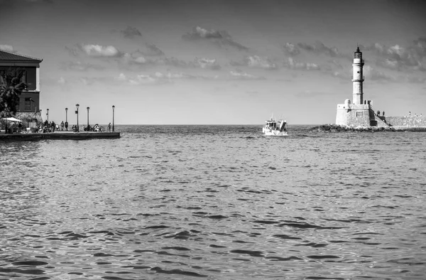 Vue Panoramique Sur Mer Phare Canée Crète Grèce — Photo