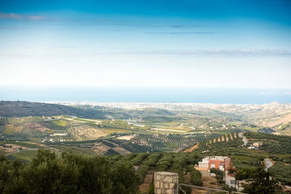 Vacker Utsikt Över Jordbruksområdet Och Mot Himlen Heraklion Grekland — Stockfoto