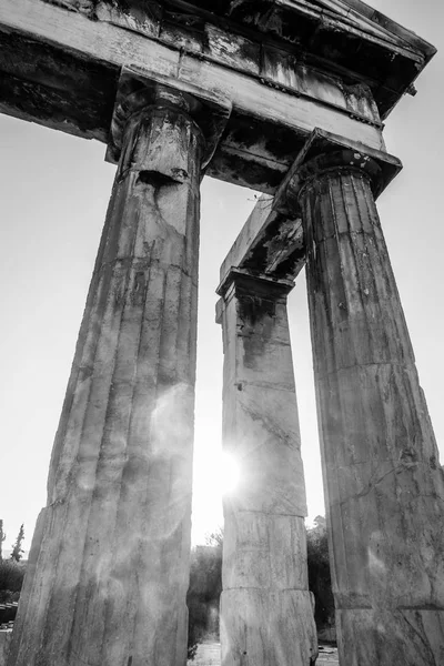 Zabytkowej Kolumny Biblioteka Hadriana Ateny Grecja — Zdjęcie stockowe