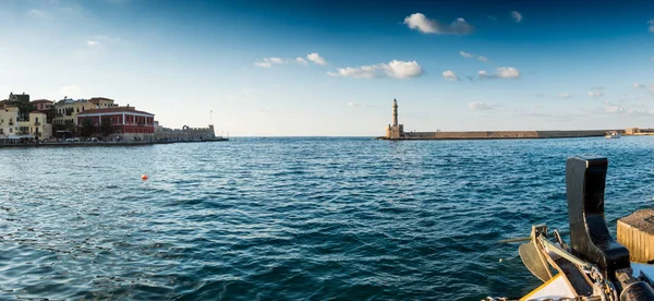 Vista Panoramica Sul Mare Sul Faro Chania Creta Grecia — Foto Stock