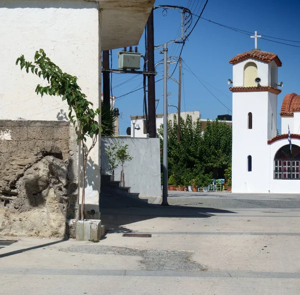 Street Old Building Church Crete Greece — Stock Photo, Image