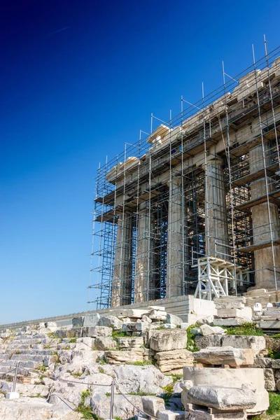 Återställande Parthenon Akropolis Aten Grekland — Stockfoto