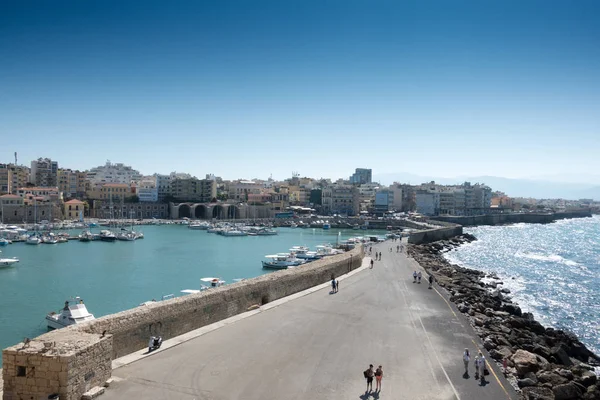 Heraklion Hamn Med Gamla Venetianska Fortet Koules Heraklion Grekland — Stockfoto