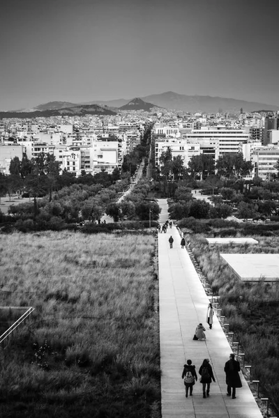 Vista Ángulo Alto Los Turistas Pasarela Peatonal Centro Cultural Fundación — Foto de Stock