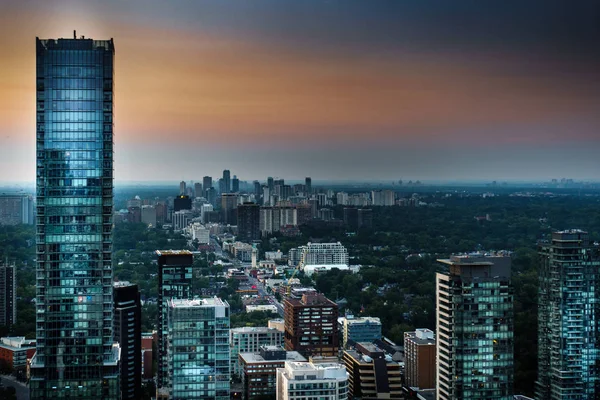 Vista Cidade Toronto Entardecer Canadá — Fotografia de Stock