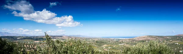 Malebný Pohled Zemědělský Pozemek Ostrov Proti Zatažené Obloze Heraklion Řecko — Stock fotografie