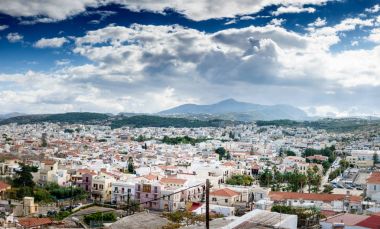 Havadan görünümü Rethymno Town, Crete, Yunanistan