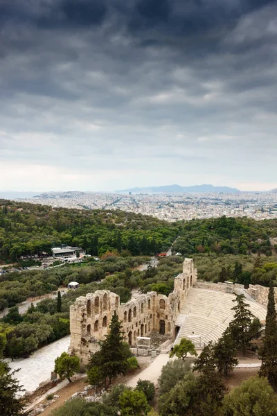 Vista Aérea Del Teatro Herodes Atticus Atenas Grecia Europa — Foto de Stock