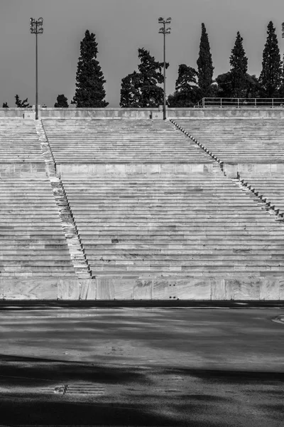 Gedeeltelijke Weergave Van Panathinaiko Stadion Zitplaatsen Onder Zonlicht Athene Griekenland — Stockfoto