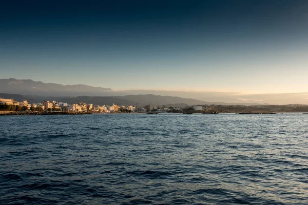 Scenic View Sea Chania Town Distance Crete Greece — Stock Photo, Image