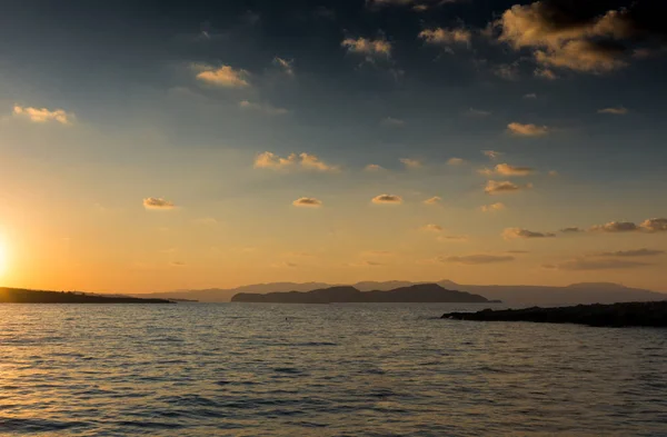 Vista Panoramica Del Mare Tramonto Chania Creta Grecia — Foto Stock