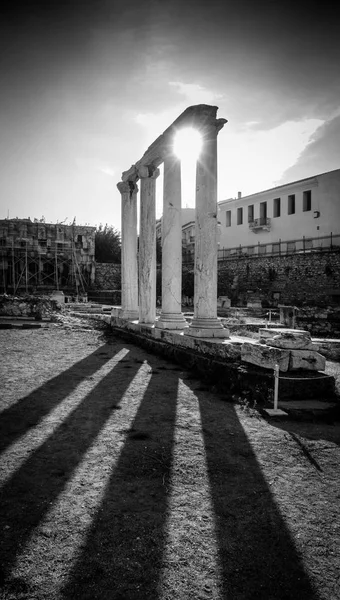 Silueta Columnas Históricas Atenas Grecia — Foto de Stock