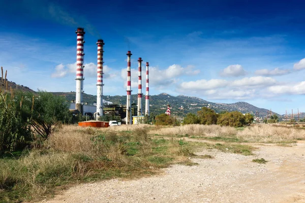 Перегляд Трубопроводу Нафтохімічної Заводу Греція — стокове фото