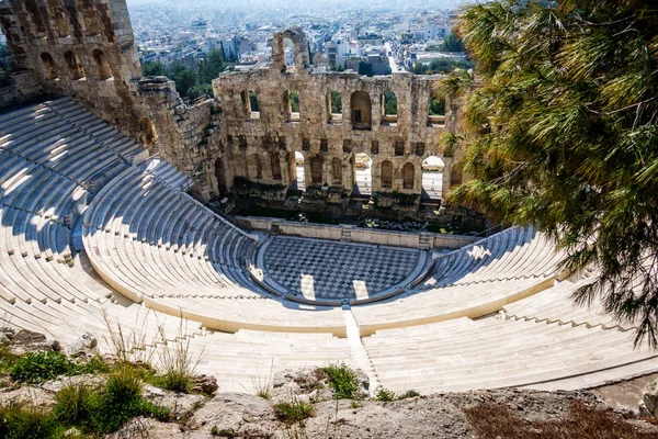Odeon Herodes Atticus Cityscape Atenas Grecia — Foto de Stock