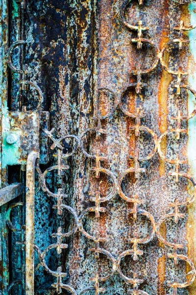 Close Rusted Metal Door Greece — Stock Photo, Image