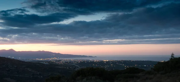 Malebný Pohled Zemědělský Pozemek Ostrov Při Západu Slunce Heraklion Řecko — Stock fotografie