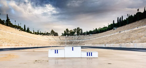 Siegerpodest Panathinaiko Stadion Athen Griechenland — Stockfoto