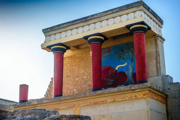 Fresko Knossos Palast Heraklion Beton Griechenland — Stockfoto