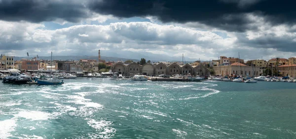 View Boats Anchored Chania Wharf Crete Greece — Stock Photo, Image