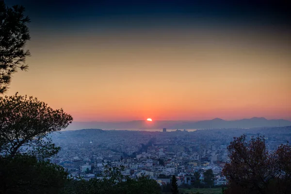 Vista Aérea Atenas Durante Puesta Del Sol Grecia — Foto de Stock