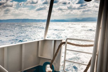 Tekne ve deniz manzarası, Crete, Yunanistan