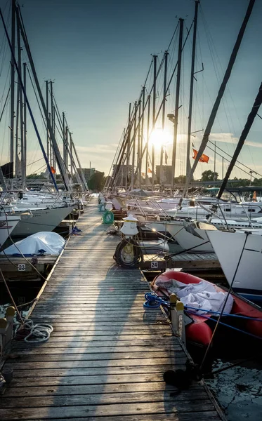 Blick Auf Boote Die Der Seebrücke Toronto Canada Festmachen — Stockfoto