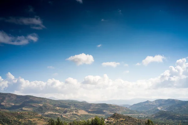 Vista Panoramica Del Campo Della Montagna Contro Cielo Nuvoloso Creta — Foto Stock